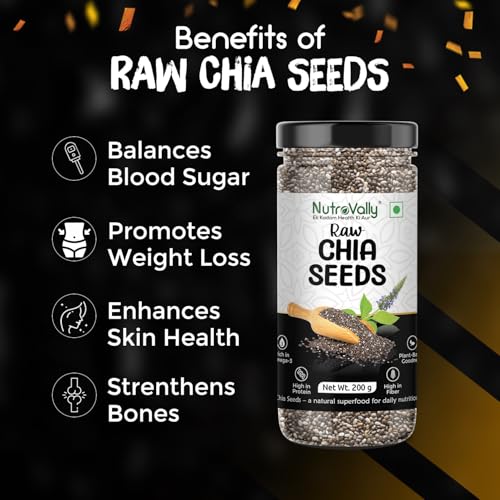 Image of NutroVally Chia Seeds & Pumpkin Seeds Combo - 400g (200g Each) |High in Omega-3, Fiber, Protein & Antioxidants |Super Combo Seeds for Digestion, Bone Strength, Energy & Weight Management |Seeds combo