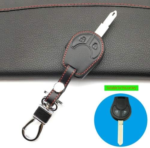 Key Case Remote Genuine Leather Car Key Case Cover Fob For Nissan Juke note Cube Micra Qashqai Key cases Keyboard cover Auto Accessories - (Color Name: 2 button black)