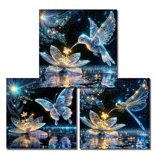 Kit de peinture diamant 5D fait maison papillon libellule et colibri pour adulte