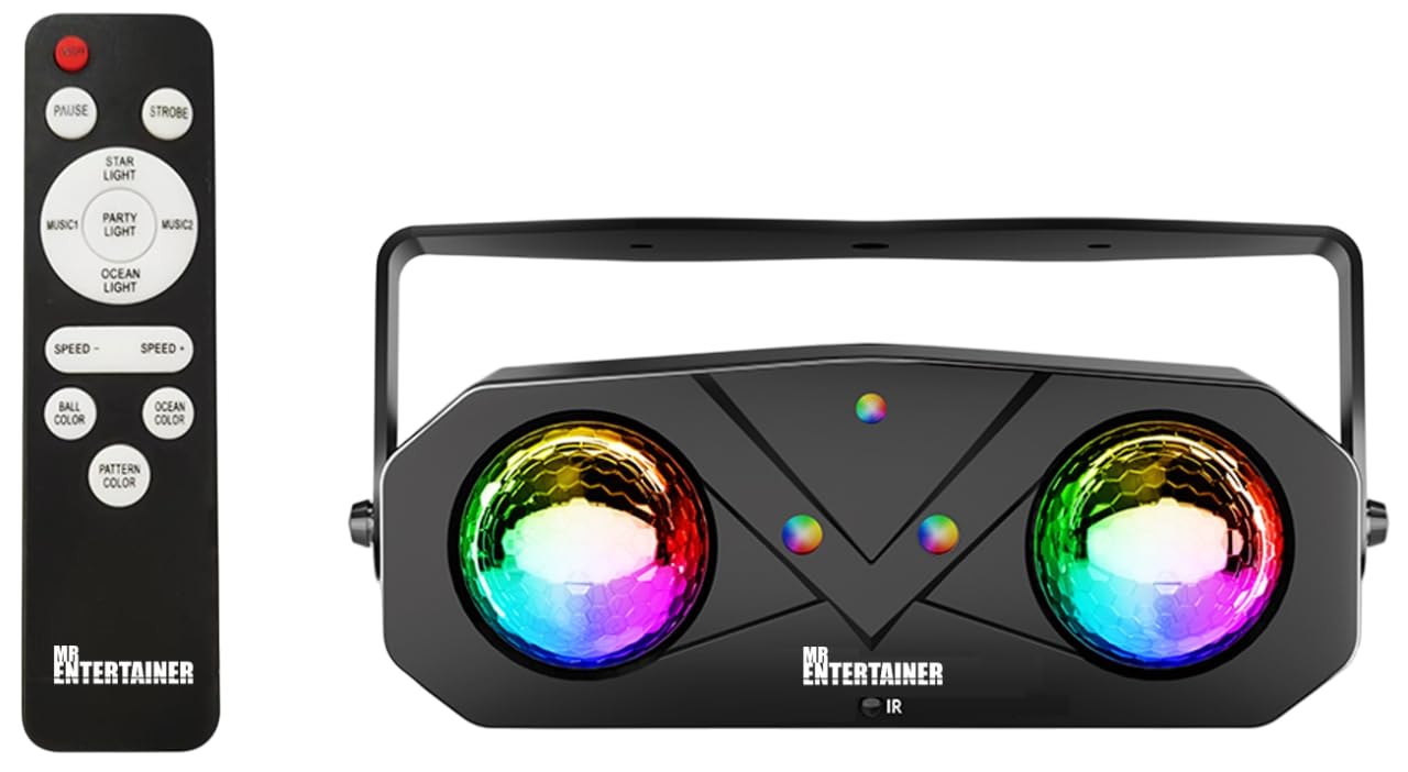 Mr Entertainer's Karaoke Collection Black Moonwave Multi Colour 6-In-1 Party Light Led Disco Ball, Multi-Laser & Ocean/Flame Mood Effect