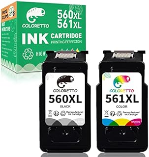 COLORETTO PG-560XL CL-561XL Remanufactured for Canon 560 XL 561XL Ink Cartridges for Canon Pixma TS5350 TS7450 TS5351 TS5352 TS5353 TS7451 (1 Black, 1 Colour) 2 Pack