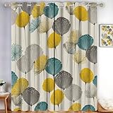 Cortinas Salon Estilo nórdico minimalista Patrón con forma diente león Opacas Blackout 2 Piezas, Amarillo
