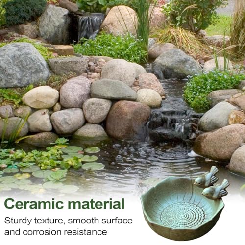 Comedero para pájaros de cerámica artística y plato decorativo exterior de alta resistencia 8