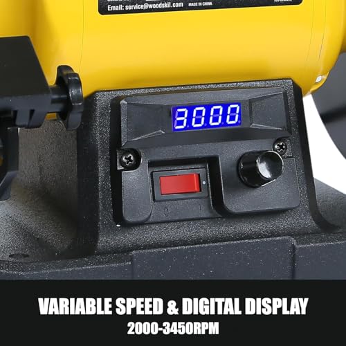Woodskil 8-Inch Digital Display Variable Speed Bench Grinder