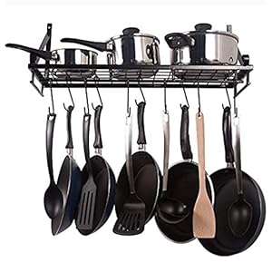 Geo fashion Wall mounted pots and pans rack Pot holders with 10 hooks