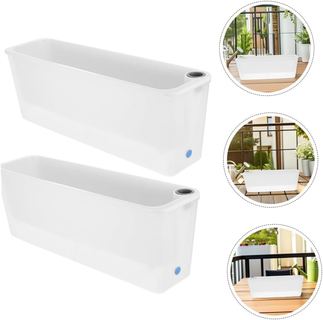 2Pcs Rectangular Self Watering Planters for Windowsill Indoor Outdoor Balcony Patio Weatherproof Garden Planter Boxes with Automatic Hydration System for Healthy Vegetable Growth