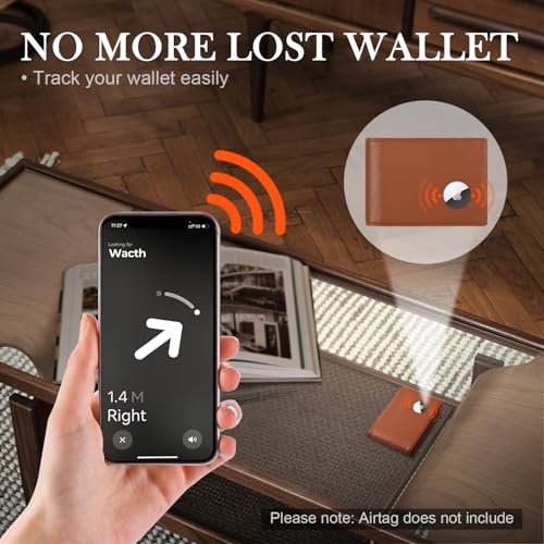 Zitahli Genuine Leather Wallet for Men With AirTag Holder Mens Wallet Bifold Rfid Blocking Gifts for Men (AirTag Not Included)3
