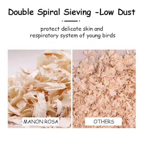 Image of MANON ROSA Wood Shavings for Bird Bedding - Natural Aspen Soft Low-Dust & Odor-Control Nesting Material for Parakeets Parrots Rabbits Cockatiel for Cages, Nest Boxes, Small Pet Litter