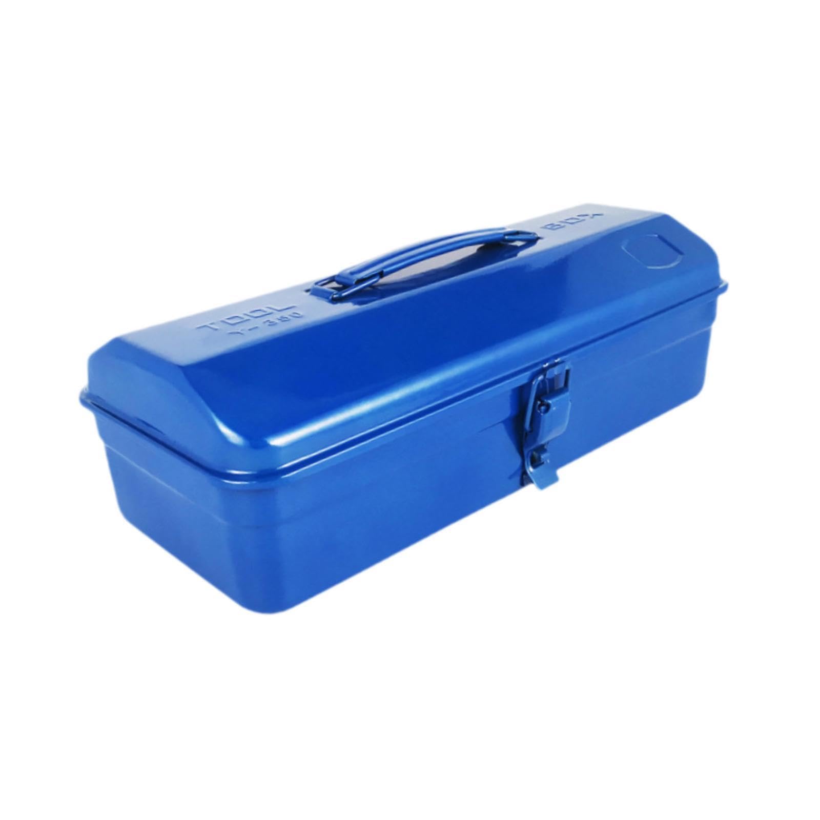 Colcolo Caja de herramientas de metal Caja de herramientas vacía Garajes Cerradura con hebilla Cofre de herramientas multifuncional Almacenamiento de hardware, Azul