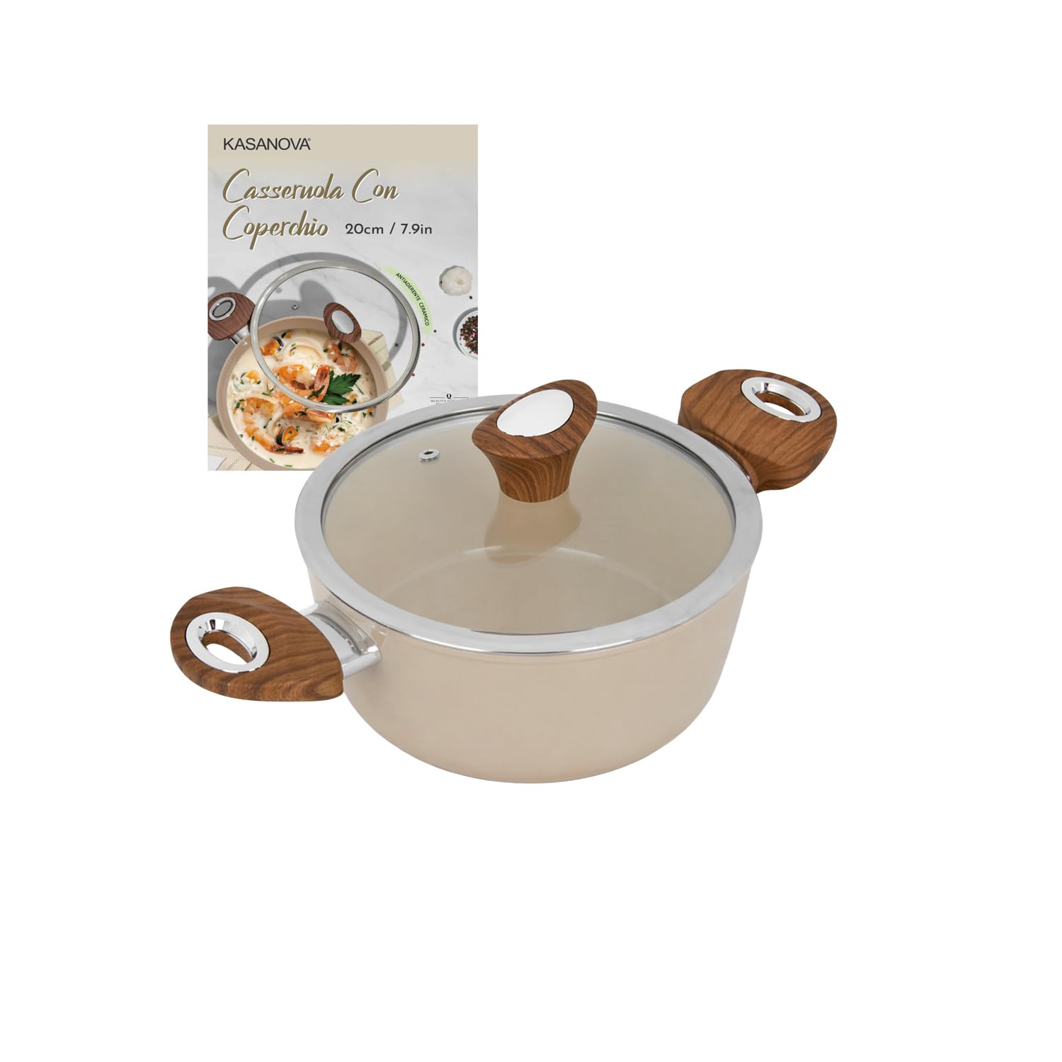 Casseruola 20 cm coperchio taupe New Ceramic