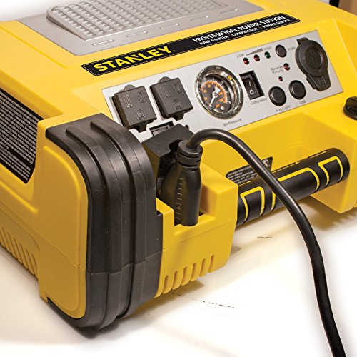 STANLEY PPRH5 Professional Power Station Jump Starter: 1000 Peak/500 Instant Amps, 500W Inverter, 120 PSI Air Compressor, Battery Clamps