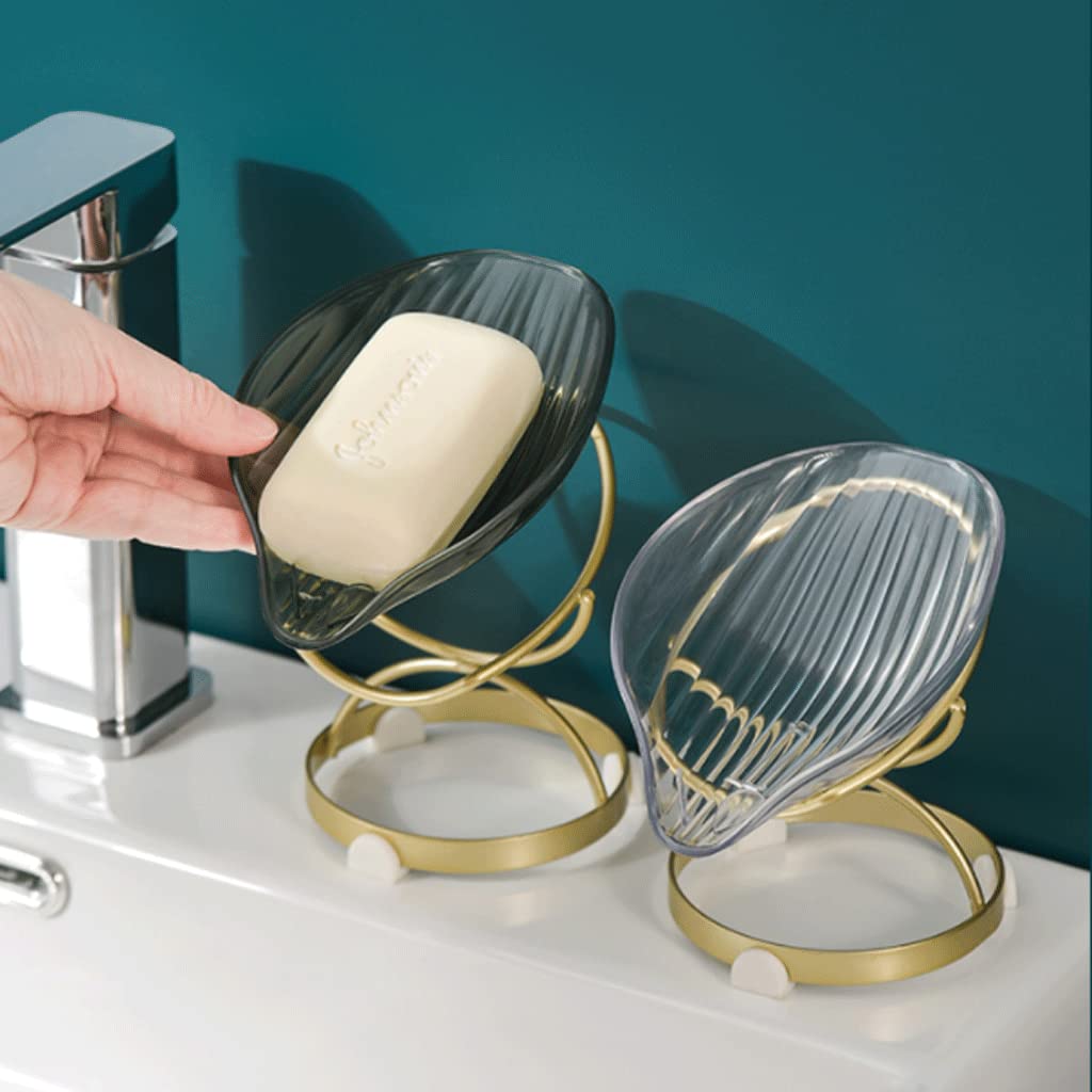 Jabonera Plato de jabón de Lujo Ligero, Soporte de jabón de Drenaje doméstico con Estante de Arte de Hierro Grueso, Estante de Caja de jabón Desmontable para baño Seco