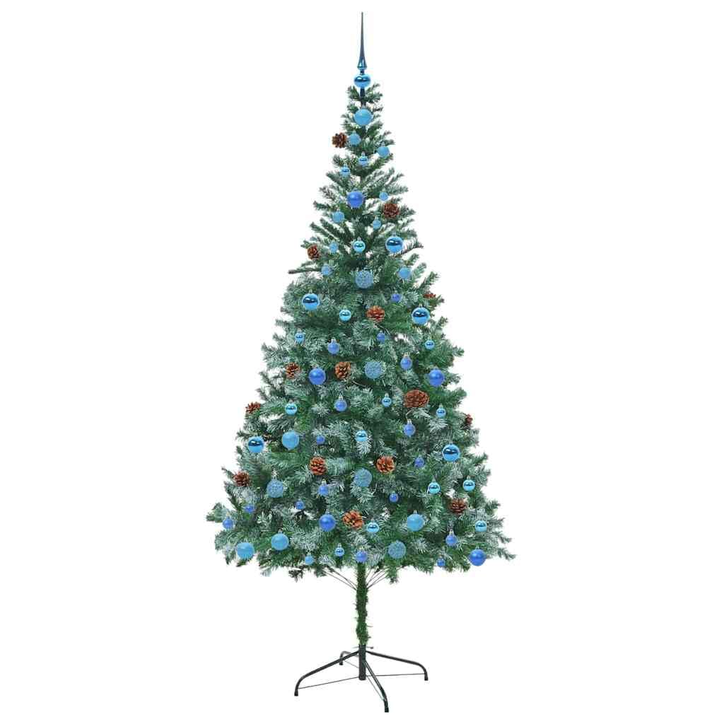 Sztuczna choinka zielona, 210 cm, PCW i stal, z 300 diodami LED o ciepłej białej barwie, 8 trybów, do użytku wewnątrz i na zewnątrz, świąteczna dekoracja