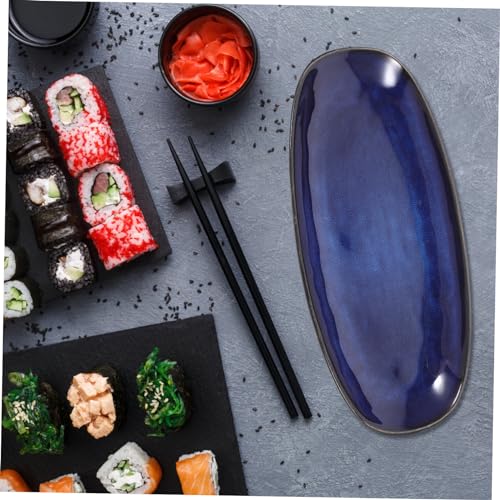 Plato Sushi Cerámico Rectangular Azul 28.1x12.6x3.1cm miniatura 3