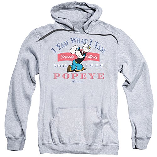 Popeye I Yam What I Yam Unisex Adult Pull-Over Hoodie for Men and Women, Small Athletic Heather