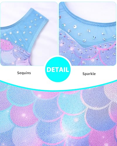 Image of HOZIY Leotards for Girls Gymnastics Kids Children Biketard Snowflake Ribbon Blue Purple Hot Pink Sparkle