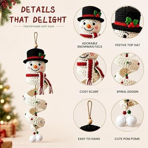 Kit De Crochet Navideño for Principiantes Conjunto De Adornos De Bricolaje | Crea decoraciones de Papá Noel, árboles y muñecos de nieve: regalo artesanal perfecto for adultos y niños(F1)