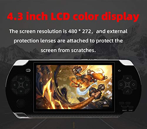 HLF ビデオゲームコンソール 4.3インチ 8GB 内蔵2000 Retrp クラシックゲーム 複数のシミュレーター用 ゲームは複数の進行状況を保存できます ビデオ/音楽/電子書籍ポータブルコンソールギフト ボーイフレンド/子供向け(ブラック)