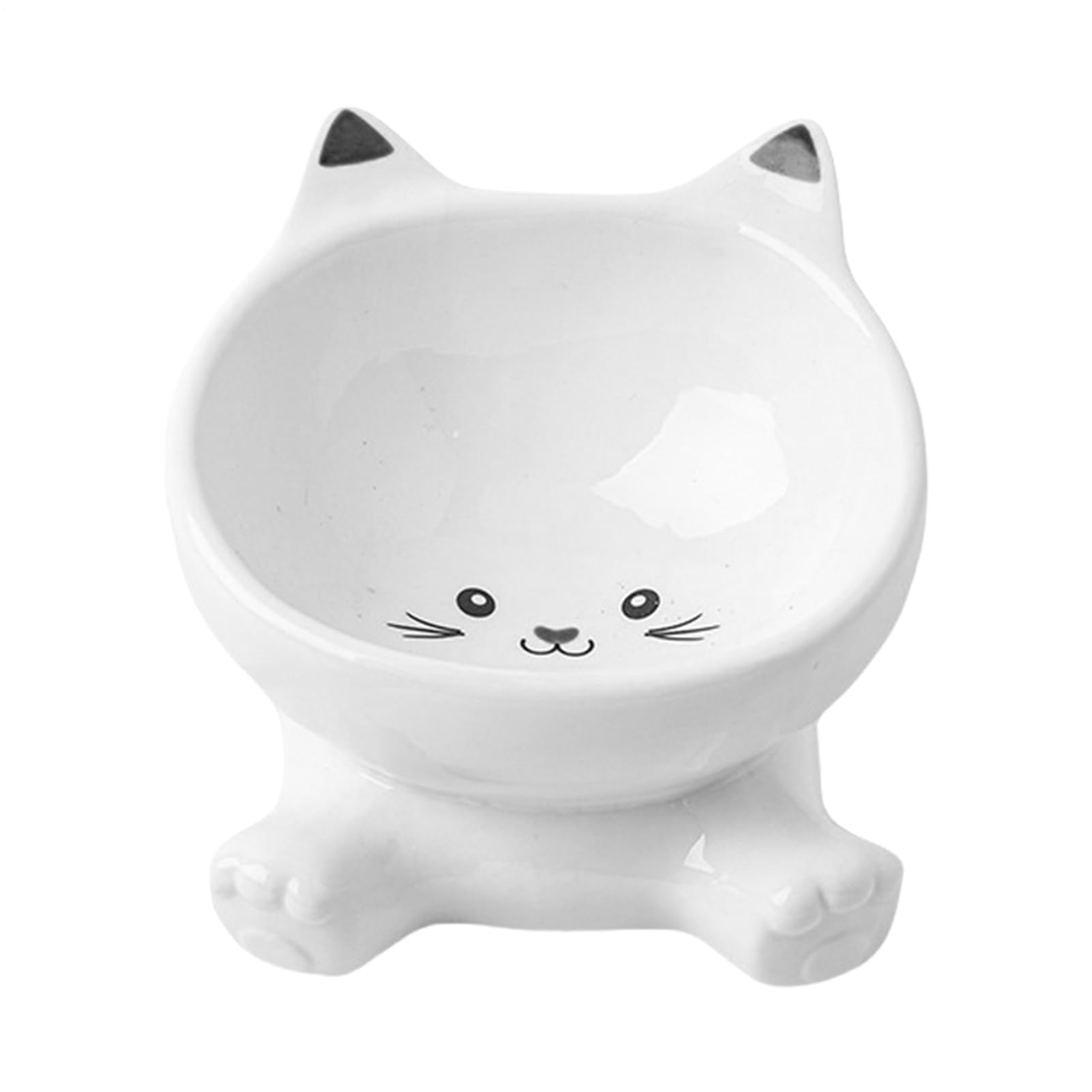 Quorvex Raised Cat Bowl - Raised Cat Bowls | Tall Ceramic Tilted Dish, Spill Proof For Pet Kitten Puppy Drinking Feeding Apartment City Living Travel