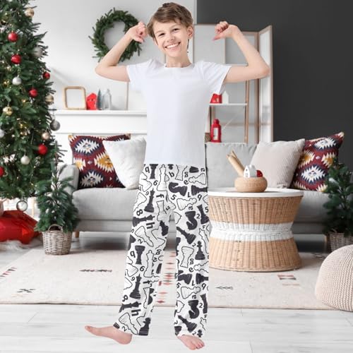 Boy's Pants Chess Pattern Jogger Pants Elastic Waist Long Bottoms Trousers with Pockets 6-14 Years2