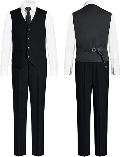 Miniatura 3 de ELPA ELPA Conjunto de traje formal para niños, trajes de vestir ajustados, trajes negros, trajes azules, trajes grises, conjunto con chaqueta y