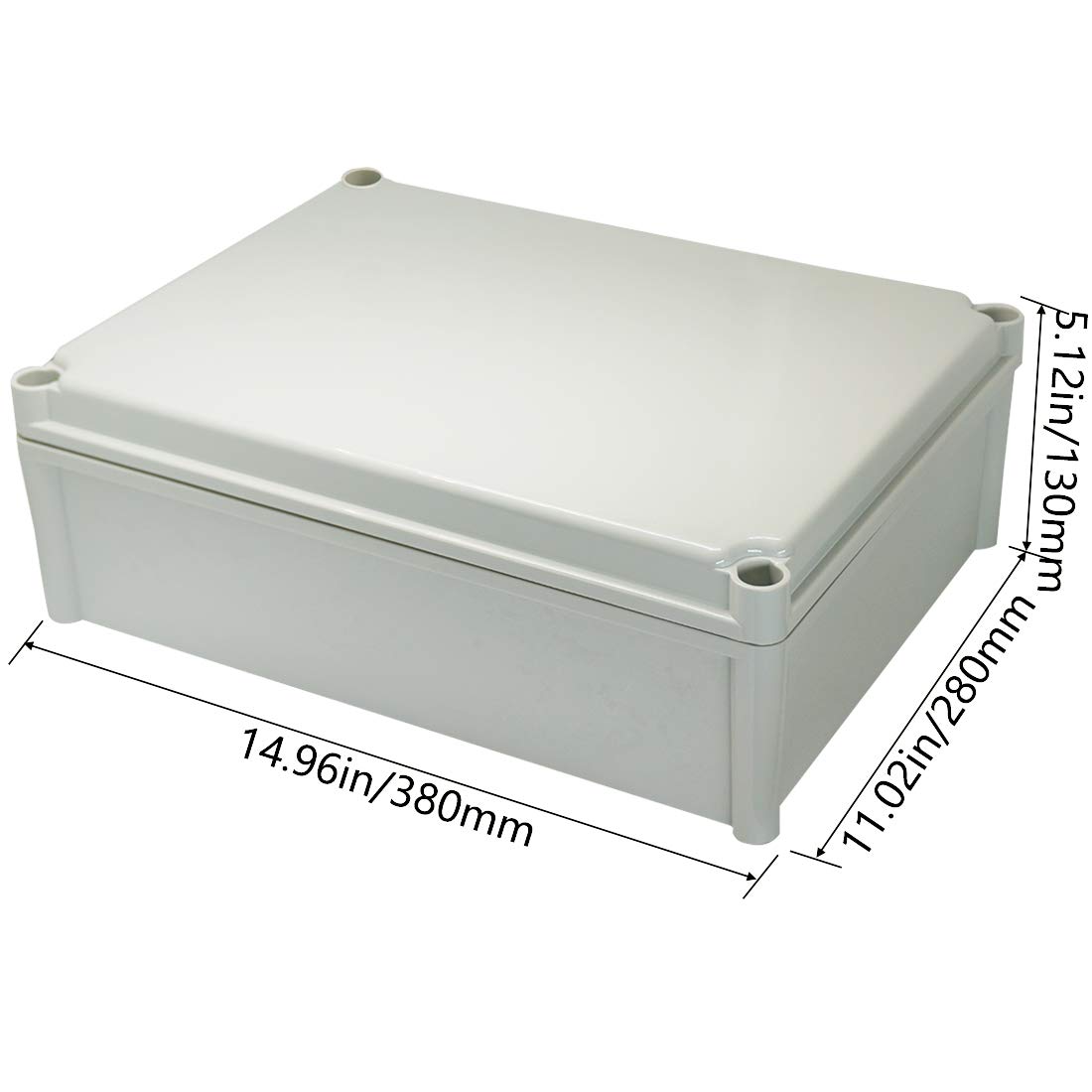Zulkit Abzweigdose ABS Kunststoff staubdicht wasserdicht IP67 Abzweigdosen Universal Elektroprojekt Gehäuse Langlebig DIY Elektronische Projektbox Grau 14.96 * 11.02 * 5.12 Zoll (380 * 280 * 130mm)