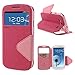 Produktbild NessKa Handyschutz in Perfektion | Handyhülle Für Samsung Galaxy S3 | Ultra Slim Premium Flip Cover Handy Tasche Schutz Hülle mit Ständer Silikon Innen Schale Original Roar Fancy Case | Pink Rosa