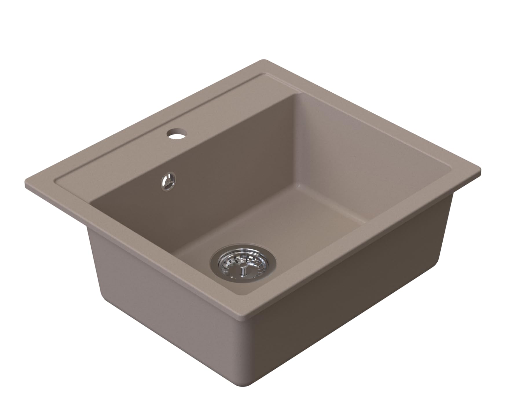 Lavello DIGIT Vasca Singola Lavello In Granito 56x51x21cm Beige, Lavello Da Cucina Di Alta Qualità Con Sifone, Troppo Pieno, Facile Da Pulire, Resistente Ai Graffi, Design Moderno