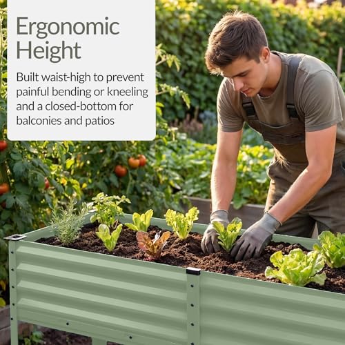 Image of Best Choice Products 72x24x30in Non Toxic Galvanized Raised Garden Bed, Metal Elevated Planter Box, Vegetable Garden, 100% Non Toxic Materials - Sage Green
