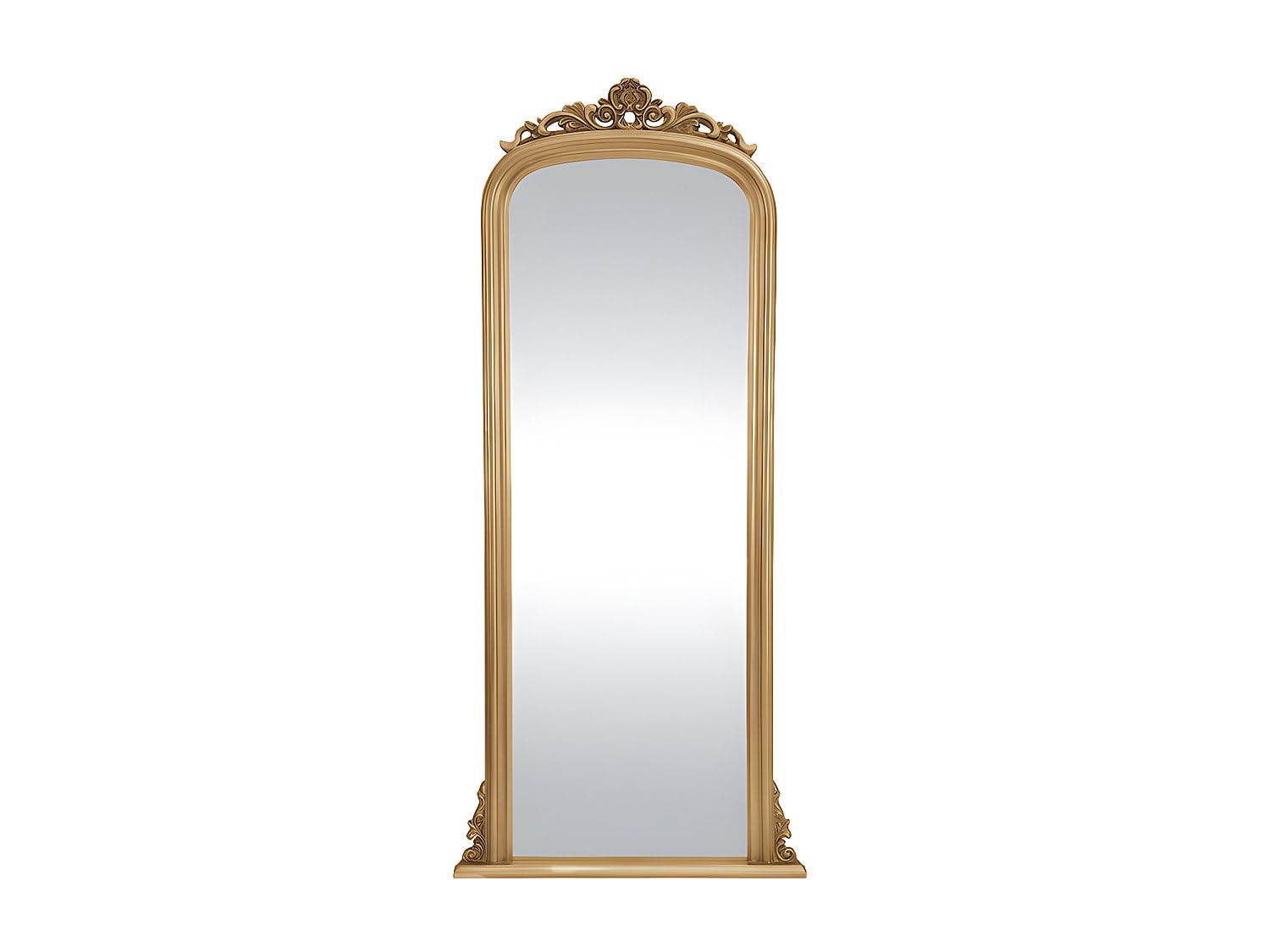 Vente-​unique - Grand Miroir Vintage en Bois de Paulownia - H.180 cm - Doré - Merry