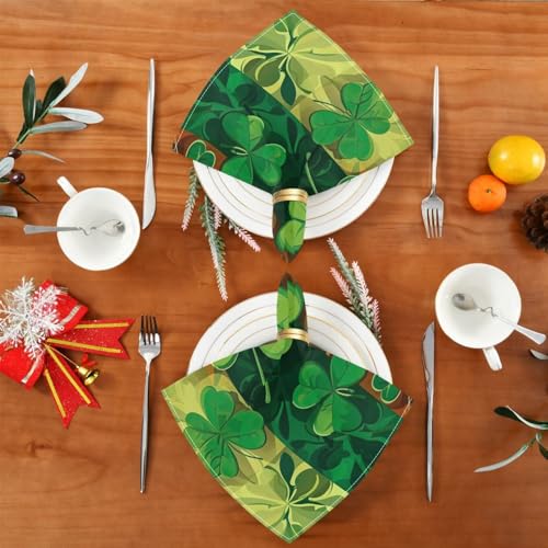 Servilletas de Tela YETTASBIN St. Patrick's Day Clover Set x4 miniatura 4