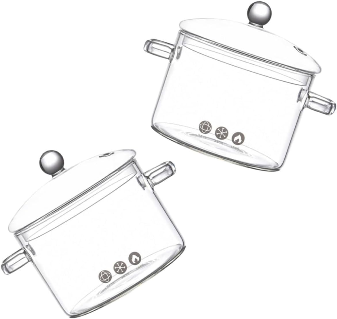2pcs Glass Cooking Pot with Lid Versatile Saucepan for Noodles and Soup Non-stick Stew Pot for Family Meals and Food
