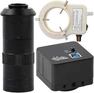 5MP USB3.0 HD Video Microscope Camera Industrial Digital Microscope & 100X C-Mount Lens Whit 56-LED Adjustable Ring Light