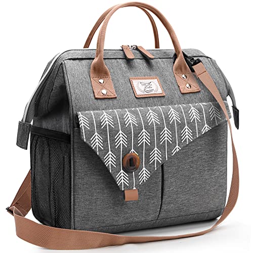 Lekespring Bolsa Termica Porta Alimentos 16L | Bolsa Comida Trabajo Impermeables sin Fugas - Bolsa Porta Alimentos Ligera y Resistente - Wide Open Nevera Portátil - Escuela Picnic Viaje - Gris L