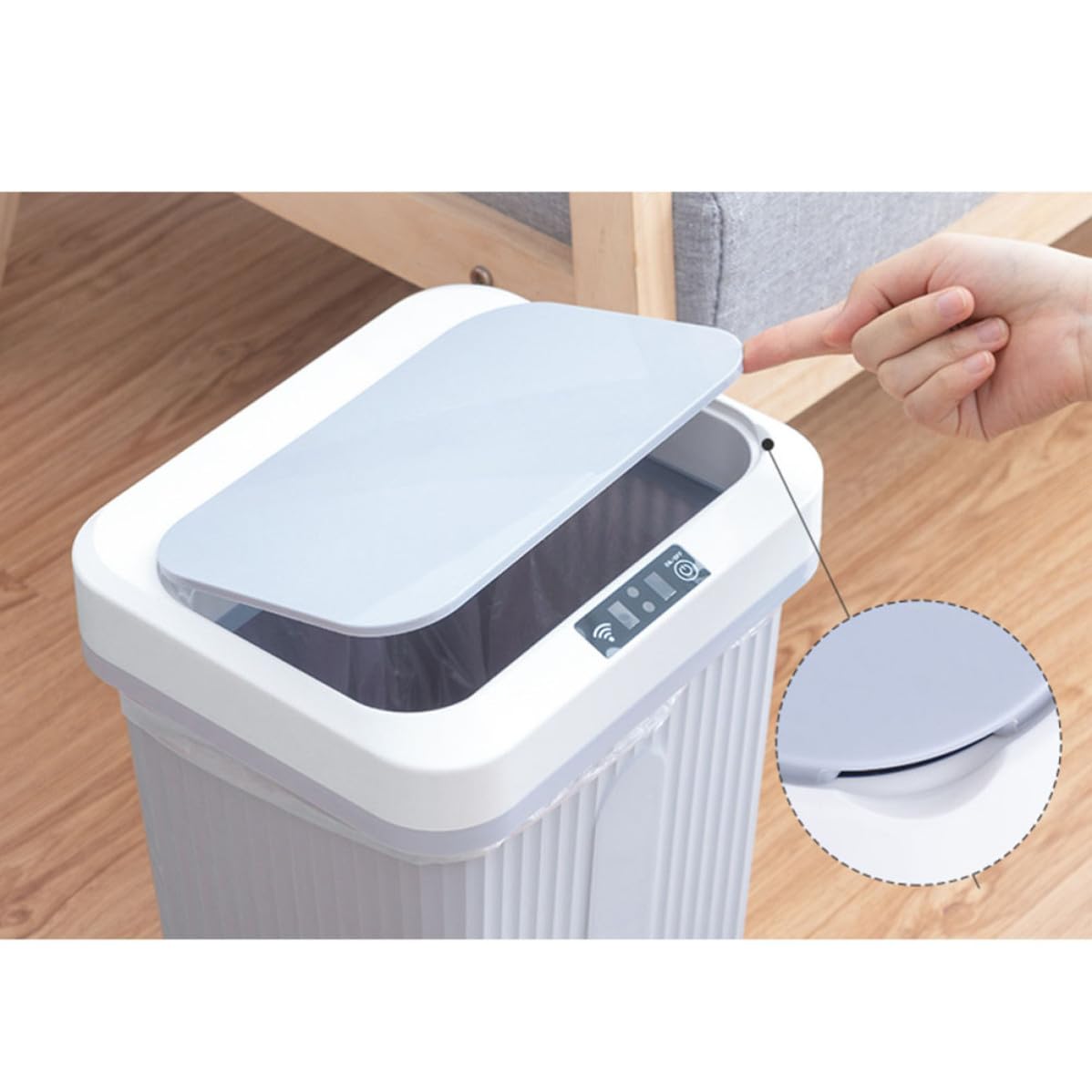 Ciieeo Bote de Basura Inteligente con Sensor, 16l, Plástico, USB