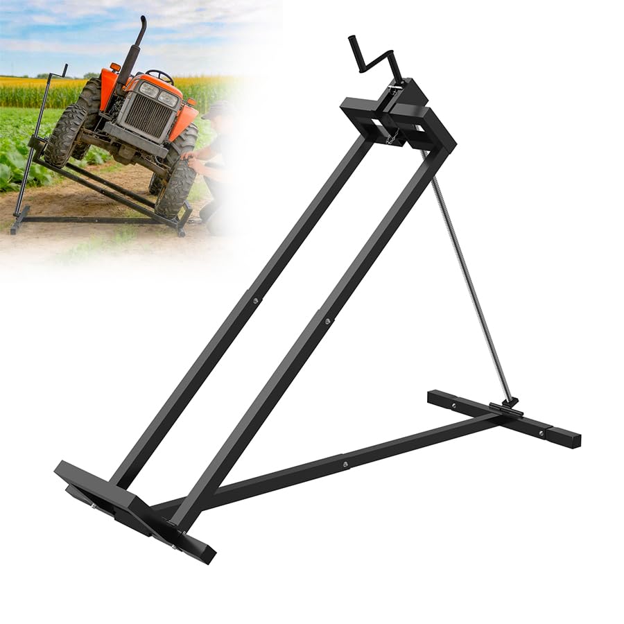 Cric lève-tondeuse télescopique noir pour tracteur de jardin et autoportée - Capacité 400 kg