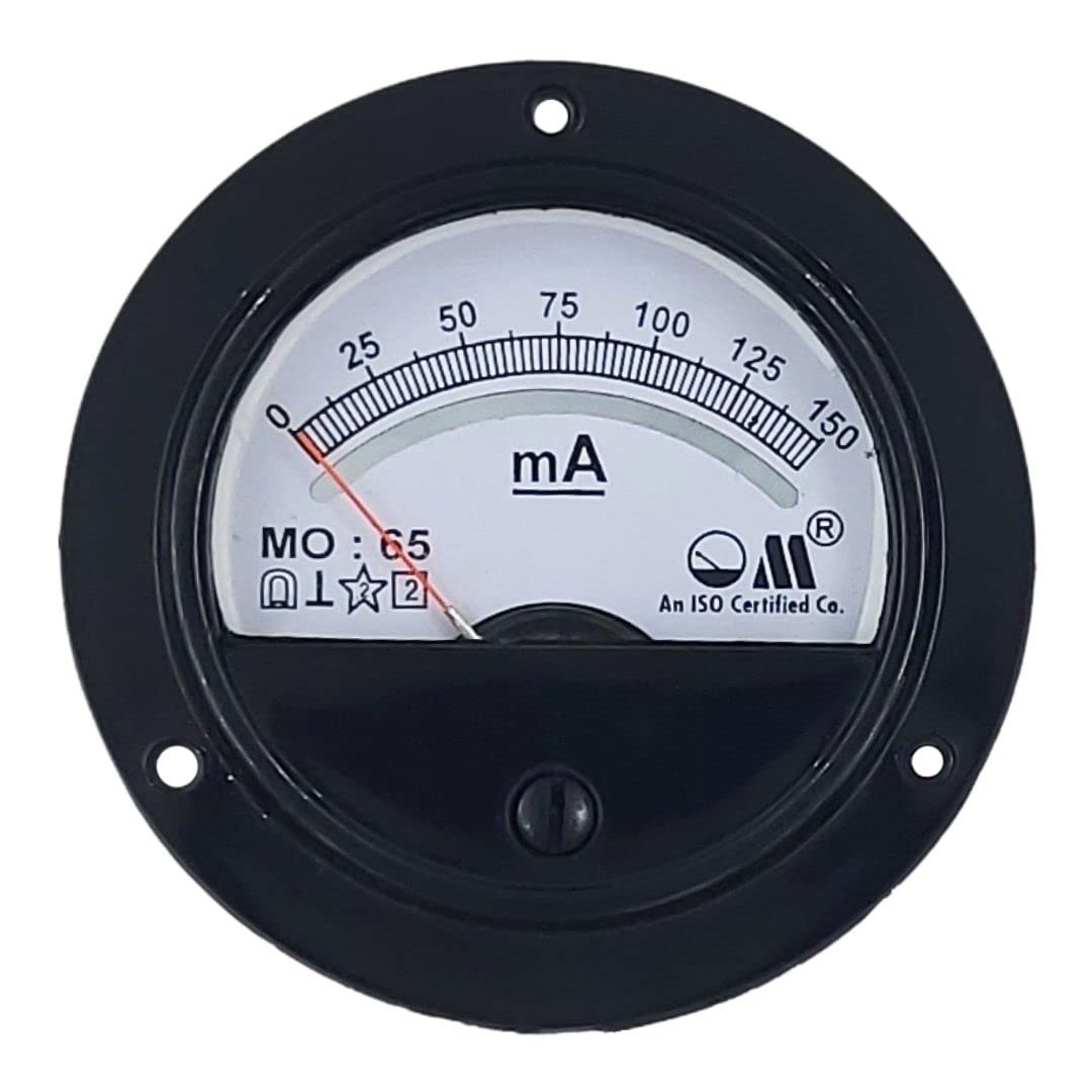 Om Meters MO-65 Round Moving Coil Analog Panel Meter 150mA Milli Ammeter (Black) (80mm)-picture-19