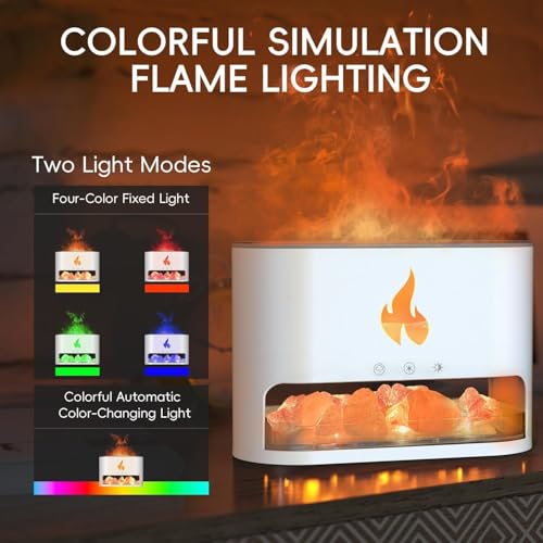 Image of KIMEE Flame Aroma Diffuser & Ultrasonic Humidifier - 250ml Cool Mist Fragrance Machine with 7 Color LED Night Light, Realistic Fire Effect, Timer & Auto-Off for Home, Office & Bedroom