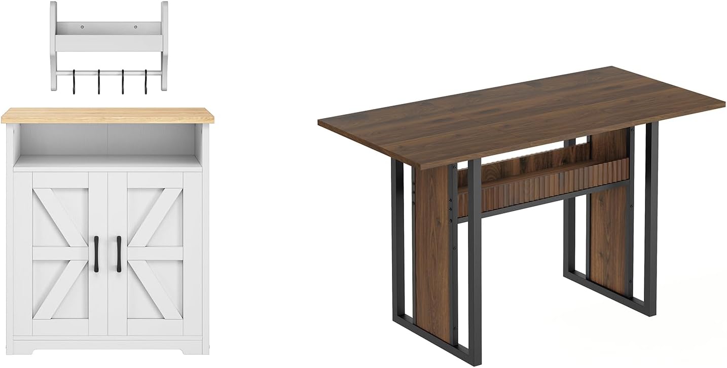 Coffee Bar Cabinet, Kitchen Island with Storage, Dining Table, 47.2 Inches Kitchen Table, KF22WN-CZ01BH