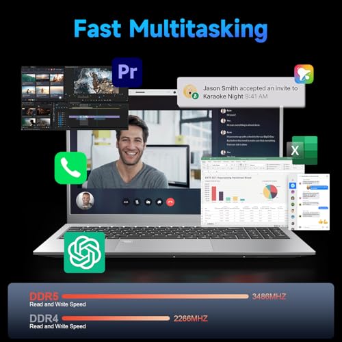 Image of 15.6-inch Student Laptop Computer, 12GB RAM 1TB SSD, N100 (Beat i5-7200U, Up to 3.4GHz), with FHD IPS Display, WiFi 5, BT5.0, Type-C, USB 3.2