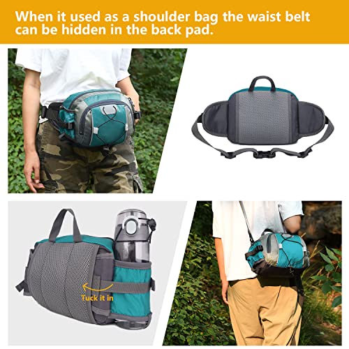 Fioretto Hiking Waist Pack With Water Bottle Holder Fanny Pack Sports Bag For Women And Men Fishing Running & Dog Walking (Turquoise) #TOP3