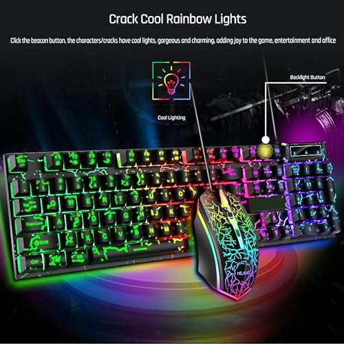 Teclado Gamer Guiheng Crack Rainbow USB QWERTY RGB miniatura 2