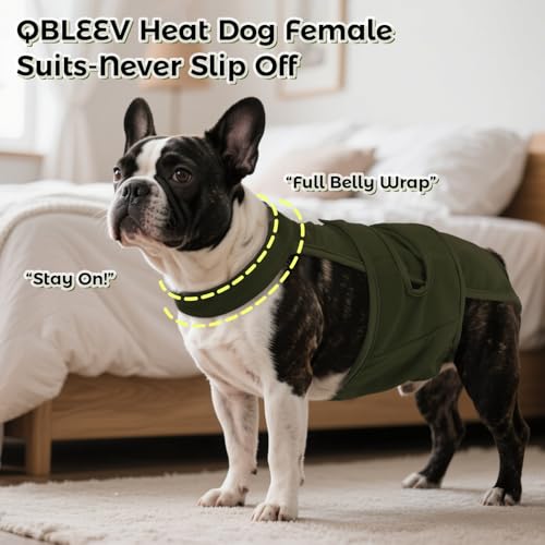 Image of QBLEEV Female Dog Diapers with Adjustable Suspenders - Washable Sanitary Panties for Dogs in Heat or Incontinence, Escape-Proof Reusable Pet Period Underwear Onesie for Small to Large Breeds