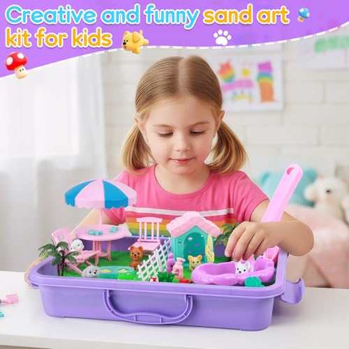 Mikiwon Pet Sensory Bin, Dog Sandbox Play Sand Art Kit with 1.1lbs Sand, Pet Care Sand Set, Sensory Play for Girls Boys Age 3+, Role Pretend Play Beach Toy for Kids Xmas Birthday Gifts - Image 8