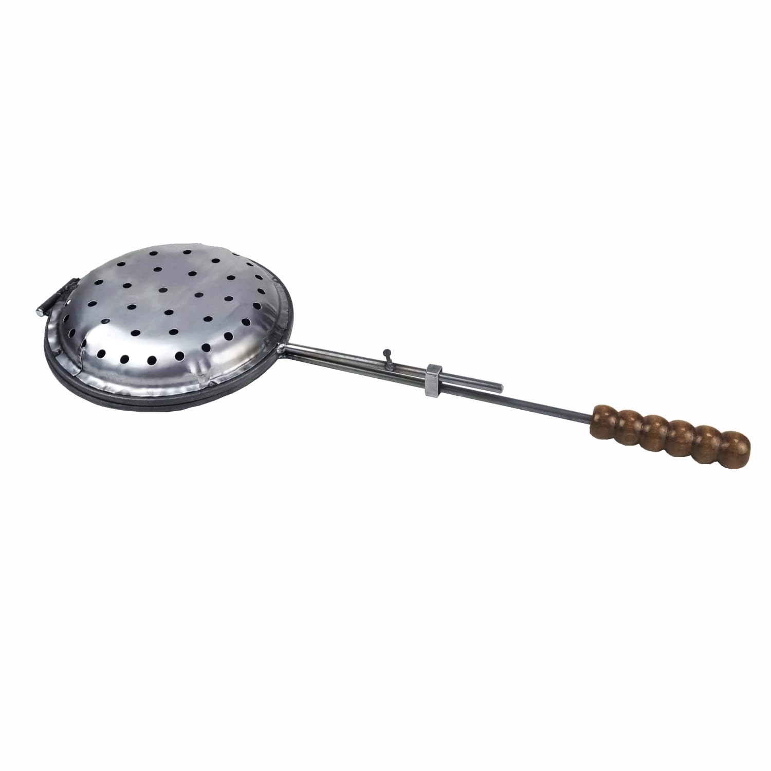 Poêle perforée Orso Chef 22 cm pour châtaignes - robuste en fer antidérapantpivotante rabattable idéal pour chauderroste