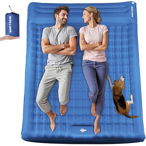 Hualonger Double Sleeping Pad Camping, 6' Extra Thick Camping Pad with Pillow Built-in Foot Pump...