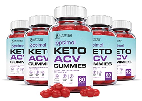 Justified Laboratories (5 Pack) Optimal Keto Acv Gummies 1000Mg Vegan Non Gmo With Pomegranate Juice Beet Root B12 300 Gummys #TOP10