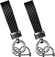 Vista 9 de Turcee Llavero de fibra de carbono para automóvil, accesorios para interiores de automóviles, llaveros de cuero para automóvil, accesorios