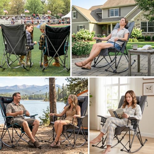 FUNDANGO Camping Rocking Chair Silla Mecedora de Camping Sobredimensionada Resistente 440 Libras con Acolchonado Plegable miniatura 5