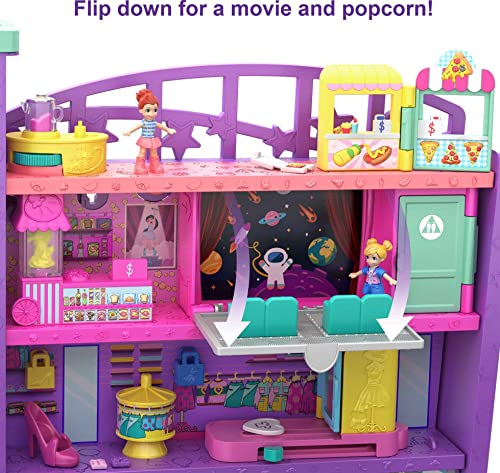 image for Polly Pocket Playset with 3 Micro Dolls, 1 Toy Car, Food and Shopping 